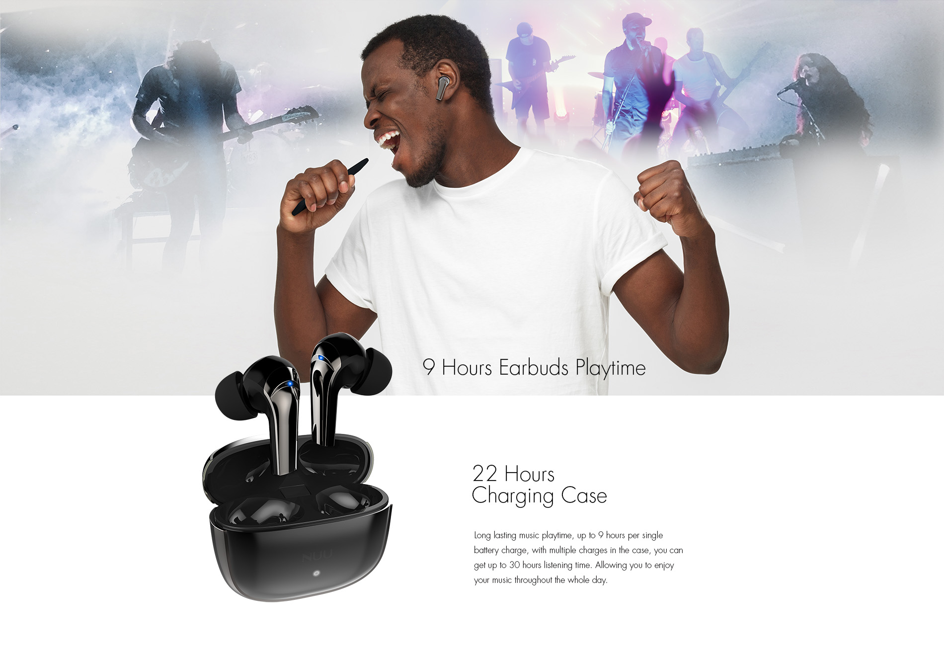 nuubuds b 22 hour charging case