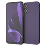 a15 android smartphone front back purple
